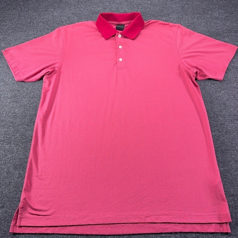 Dunning Golf Mens Pink Micro Stripe‎ Short Sleeve Polo Shirt Size Large